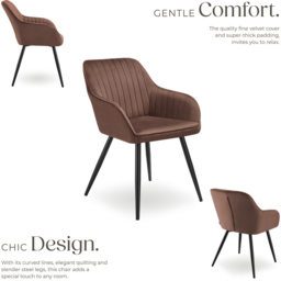 tectake Marilyn Brown and Black Velvet Look Quilted Chair - Wilko - thumbnail 4