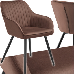 tectake Marilyn Brown and Black Velvet Look Quilted Chair - Wilko - thumbnail 3