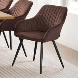 tectake Marilyn Brown and Black Velvet Look Quilted Chair - Wilko
