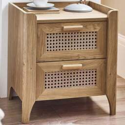 Julian Bowen Sydney 2 Drawer Rattan Effect Bedside Table - Wood - Wilko - thumbnail 1