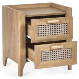 Julian Bowen Sydney 2 Drawer Rattan Effect Bedside Table - Wood - Wilko - thumbnail 5