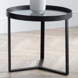 Julian Bowen Loft Smoked Glass Lamp Table - Size: 50 x 50 x 45cm - Black - Wilko - thumbnail 1