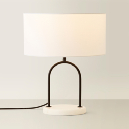 ValueLights Rachel White Linen Lamp Shade Black Arch Marble Base LED Table Lamp - Size: 39 x 32 x 32cm - Wilko - thumbnail 6