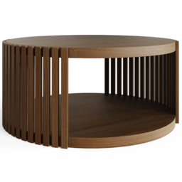 GFW Zadie Single Shelf Walnut Slatted Round Coffee Table - Size: 38 x 83 x 83cm - Wilko - thumbnail 3