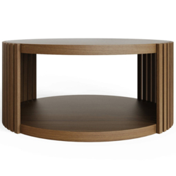 GFW Zadie Single Shelf Walnut Slatted Round Coffee Table - Size: 38 x 83 x 83cm - Wilko - thumbnail 5