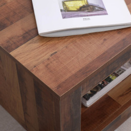 FurnitureHMD Single Shelf Industrial Style Wooden Coffee Table - Size: 42 x 85 x 47cm - Brown - Wilko - thumbnail 6