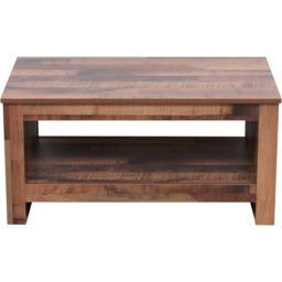 FurnitureHMD Single Shelf Industrial Style Wooden Coffee Table - Size: 42 x 85 x 47cm - Brown - Wilko - thumbnail 3