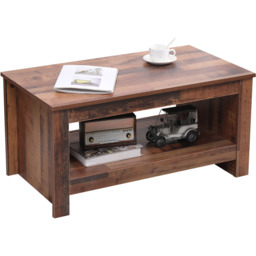 FurnitureHMD Single Shelf Industrial Style Wooden Coffee Table - Size: 42 x 85 x 47cm - Brown - Wilko - thumbnail 4