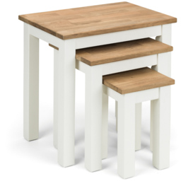 Julian Bowen Coxmoor Ivory and Oak Nest of Tables Set of 3 - Size: 35 x 50 x 48cm - Multi - Wilko - thumbnail 3