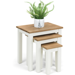 Julian Bowen Coxmoor Ivory and Oak Nest of Tables Set of 3 - Size: 35 x 50 x 48cm - Multi - Wilko - thumbnail 4
