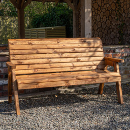 Samuel Alexander 3 Seater Rustic Wooden Garden Bench - brown - Wilko