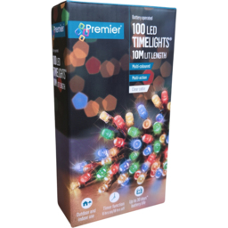 Premier TimeLights 100 Multicolour LED Multi-Function Clear Cable String Light 10m - Size: 1 x 1000 x 1cm - Multi Coloured - Wilko - thumbnail 6