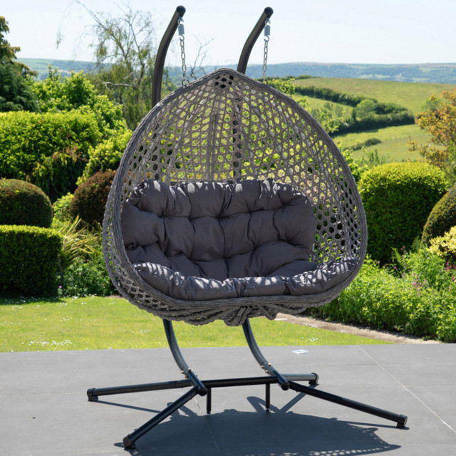 Artemis Home Alston 2 Seater Dark Grey Garden Hanging Egg Chair - Size: 190 x 130 x 75cm - Wilko - image 1