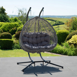 Artemis Home Alston 2 Seater Dark Grey Garden Hanging Egg Chair - Size: 190 x 130 x 75cm - Wilko - thumbnail 6
