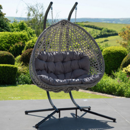 Artemis Home Alston 2 Seater Dark Grey Garden Hanging Egg Chair - Size: 190 x 130 x 75cm - Wilko