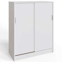 GFW Leighton 2 Sliding Door White Shoe Cabinet - Size: 100 x 80 x 39cm - Wilko - thumbnail 3