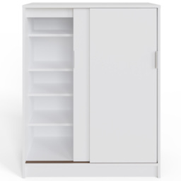 GFW Leighton 2 Sliding Door White Shoe Cabinet - Size: 100 x 80 x 39cm - Wilko - thumbnail 6