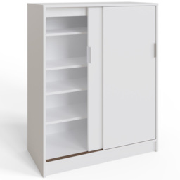 GFW Leighton 2 Sliding Door White Shoe Cabinet - Size: 100 x 80 x 39cm - Wilko - thumbnail 5