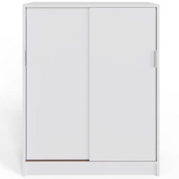 GFW Leighton 2 Sliding Door White Shoe Cabinet - Size: 100 x 80 x 39cm - Wilko - thumbnail 4