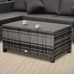 Outsunny Grey Rattan Coffee Table - Size: 85 x 50 x 39cm - Wilko