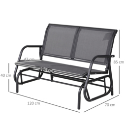 Outsunny Double Rocking Chair Grey - Size: 85 x 70 x 120cm - Wilko - thumbnail 7