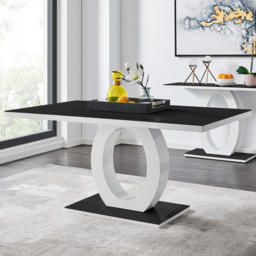 Furniturebox Lucia Solara 6 Seater Dining Set Black Gloss and Grey - Wilko - thumbnail 3