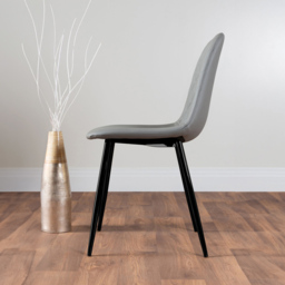 Furniturebox Lucia Solara 6 Seater Dining Set Black Gloss and Grey - Wilko - thumbnail 5