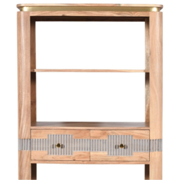 Brooklyn Wilton 2 Drawer 4 Shelf Acacia Wood Open Bookcase - Brown - Wilko - thumbnail 4
