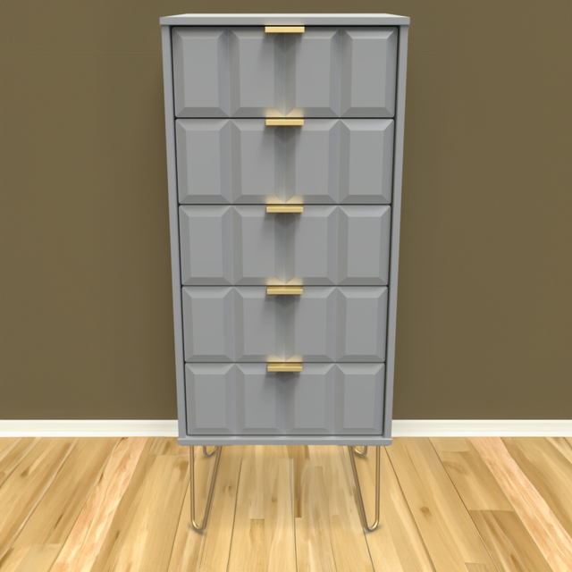 Crowndale Cube 5 Drawer Dusk Grey Chest of Drawers Ready Assembled - Wilko - image 1