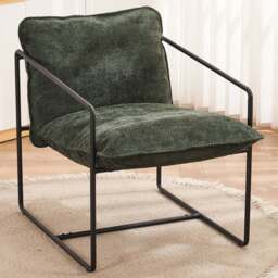 Seconique Tivoli Green Fabric and Black Metal Accent Chair - Size: Single - Grey - Wilko
