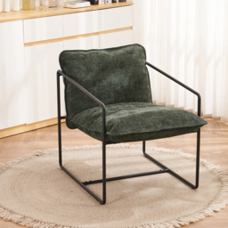 Seconique Tivoli Green Fabric and Black Metal Accent Chair - Size: Single - Grey - Wilko - thumbnail 7