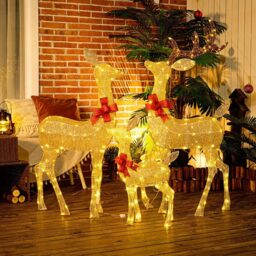 Outsunny 3 Piece LED Gold Tone Christmas Deer Family Decoration Set - Size: 134 x 37 x 64cm - Everglow - Wilko - thumbnail 6
