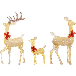 Outsunny 3 Piece LED Gold Tone Christmas Deer Family Decoration Set - Size: 134 x 37 x 64cm - Everglow - Wilko - thumbnail 4