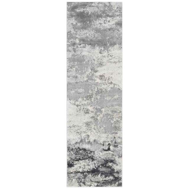 Desire Rugs Onyx Silver Grunge Sprayed Abstract Area Rug 60 x 220m - Size: 60 x 220cm - Wilko - image 1