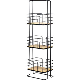 3 Shelf Black Wire Bamboo Bathroom Caddy - Size: 22 x 72.8 x 15.5 kg - Wilko - thumbnail 3