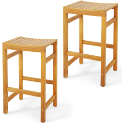 Costway Saddle Seat Bar Stool Set of 2 - Size: 86 x 47 x 19cm - Cream - Wilko - thumbnail 4