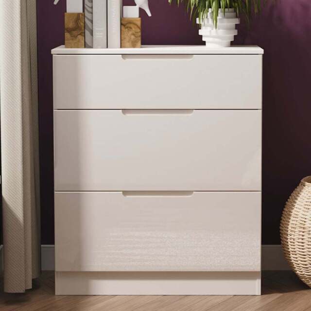 Crowndale Milan 3 Drawer Kashmir Gloss and Kashmir Deep Chest of Drawers Ready Assembled - Kashmir Gloss & Kashmir - Wilko - image 1