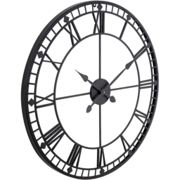 Pacific Lifestyle Black Metal Round Workframe Wall Clock with Roman Numerals 80cm - Size: 80 x 80 x 5cm - Wilko - thumbnail 3