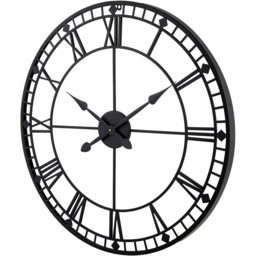 Pacific Lifestyle Black Metal Round Workframe Wall Clock with Roman Numerals 80cm - Size: 80 x 80 x 5cm - Wilko - thumbnail 4