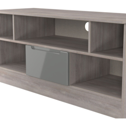 Crowndale Milan Single Drawer 5 Shelf Grey Gloss and Grey Oak TV Unit Ready Assembled - Size: 50 x 110 x 39cm - Grey Gloss & Grey Oak - Wilko - thumbnail 5