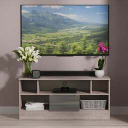 Crowndale Milan Single Drawer 5 Shelf Grey Gloss and Grey Oak TV Unit Ready Assembled - Size: 50 x 110 x 39cm - Grey Gloss & Grey Oak - Wilko - thumbnail 1