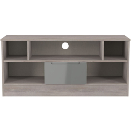 Crowndale Milan Single Drawer 5 Shelf Grey Gloss and Grey Oak TV Unit Ready Assembled - Size: 50 x 110 x 39cm - Grey Gloss & Grey Oak - Wilko - thumbnail 4