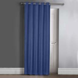 Velosso Waffle Navy Blackout Door Curtains 214 x 117cm - Size: W 117 x D 213cm - Blue - Wilko