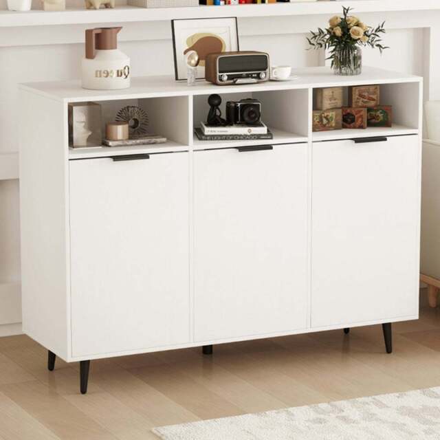 Costway 3 Door 3 Shelf White Buffet Cabinet - Size: 120 x 40 x 90cm - Wilko - image 1