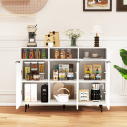 Costway 3 Door 3 Shelf White Buffet Cabinet - Size: 120 x 40 x 90cm - Wilko - thumbnail 5