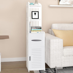 Living and Home 2 Door White Tall Corner Floor Cabinet - Size: 25 x 25 x 120cm - Wilko