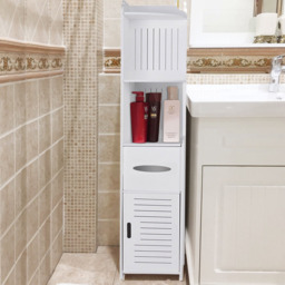 Living and Home 2 Door White Tall Corner Floor Cabinet - Size: 25 x 25 x 120cm - Wilko - thumbnail 5