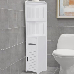 Living and Home 2 Door White Tall Corner Floor Cabinet - Size: 25 x 25 x 120cm - Wilko - thumbnail 7