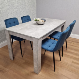 Kosy Koala Rocco 4 Seater Wooden Velvet Dining Set Stone Grey and Blue - Wilko