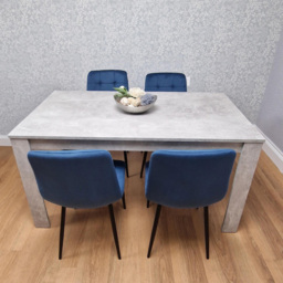 Kosy Koala Rocco 4 Seater Wooden Velvet Dining Set Stone Grey and Blue - Wilko - thumbnail 6